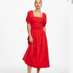 Madewell smocked puff sleeve midi dress